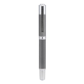 Yookers Metis Refillable Fibre Pen in Satin Chrome Black Grid 1.0mm Tip