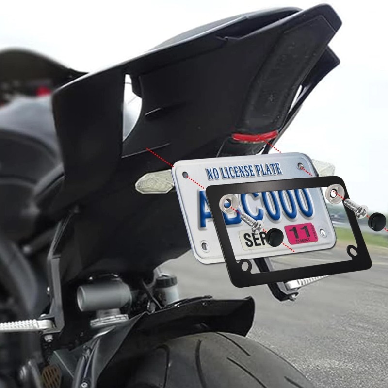 BLVD Matte Black Stainless Steel Motorcycle License Plate Frame Including