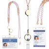 Eeffzia Retractable Beaded Lanyard for Keys & Badges - Natural