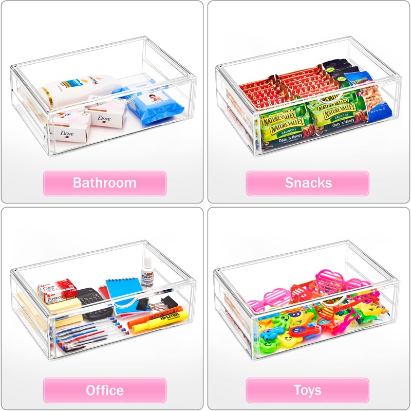 Sorbus Large Stackable Acrylic Drawers - 1 Clear Storage Drawers
