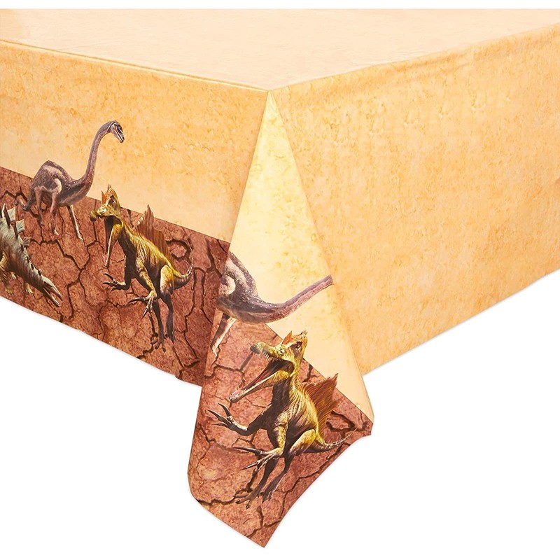 BLUE PANDA Plastic Tablecloth for Dinosaur Birthday Party (Brown, 54