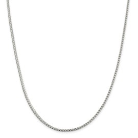 Solid 925 Sterling Silver 2.55mm Diamond-Cut Square Franco Necklace Chain - with Secure Lobster Lock Clasp 24"