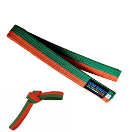 mmasport Judo Aikido Taekwondo Martial Arts Cotton Karate Belt (300 cm, Orange/Green)