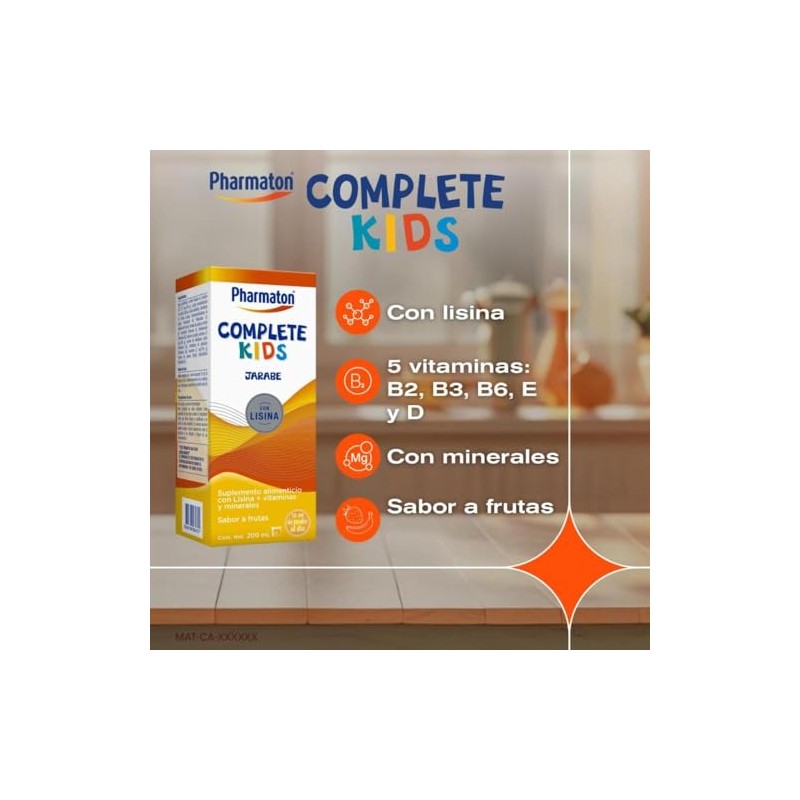 Pharmaton Complete Kids suplemento alimenticio con lisina y vitaminas, 400ml