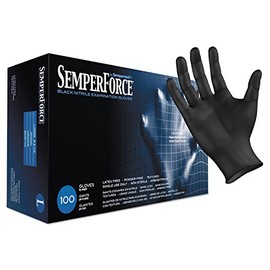 Sempermed BKNF104 SemperForce Nitrile Glove, 4 Mil, Powder-Free, Large, Black (Case of 1000)