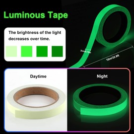 Reastar Fluorescent Tape, Luminous Tape, Waterproof, Luminous Tape, Glow in the Dark Tape, Photoluminescent Marking Tape - for Stairs Stage Supplies, Luminous Tape (10 m x 20 mm)