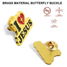 100 Pcs Gold Cross I Love Jesus Lapel Pins (1 in) For Men Women Religious Badge pins