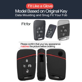 INFIPAR 2pcs Compatible with VW Volkswagen Tiguan Taos Atlas Jetta Passat Arteon Atlas Cross Sport Golf Alltrack Smart 5 Buttons Key Fob Cover Case Key Chain Protector Keyless Entry Remote Holder