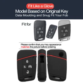 INFIPAR 2pcs Compatible with VW Volkswagen Tiguan Taos Atlas Jetta Passat Arteon Atlas Cross Sport Golf Alltrack Smart 5 Buttons Key Fob Cover Case Key Chain Protector Keyless Entry Remote Holder