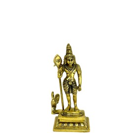 Gangesindia Brass Standing Murugan Lord Kartikeya Statue Kartikeya Statue Brass Statue Decor Home Pooja and Office