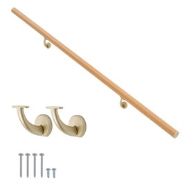 17 FT Modern Aluminum Handrail Set, handrails for Indoor Stairs,Deck,Slope, Wall Mounted Staircase handrails, Zink Alloy Brackets Included,Rust Free. (Cherry Wood Grain, 17 FT)