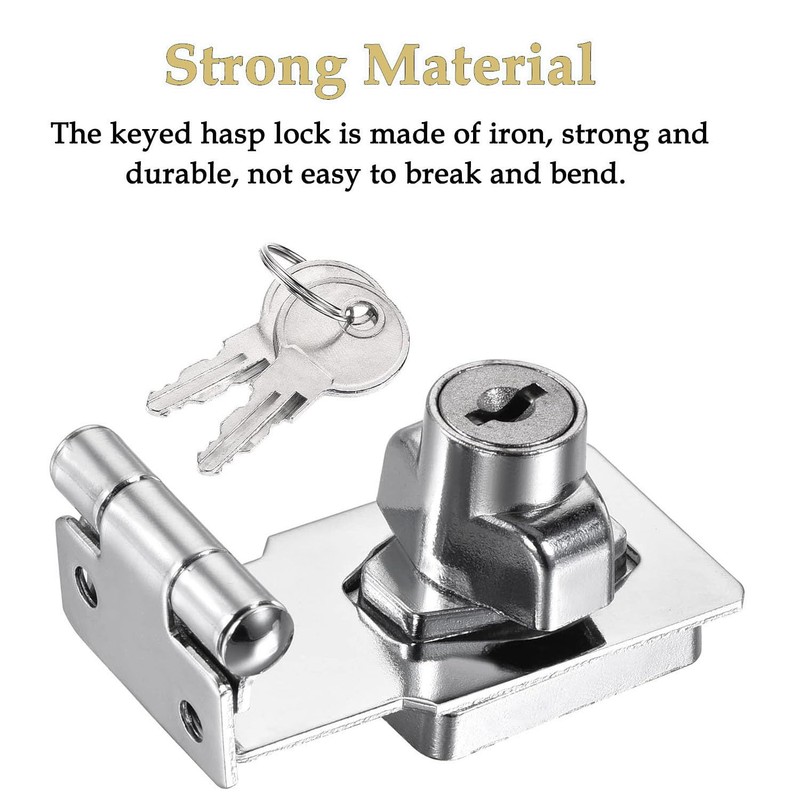Litensh 3 Inch Right Angle Hasp Lock with Key Alike,