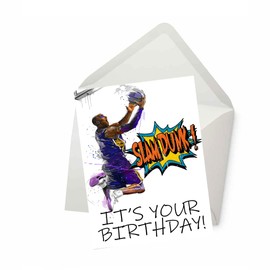 PICTURE THIS PRINTS Basketball Birthday Card for Husband Boyfriend Wife Girlfriend Birthday Card for Him or Her (5 inches by 7 inches) Slam Dunk