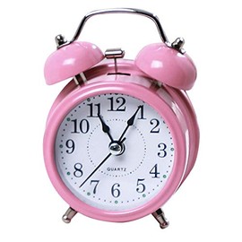 Danse Jupe 3" Twin Bell Loud Alarm Clock Round Backlight Analog Non Ticking Battery Operated Clock for Heavy Sleeper