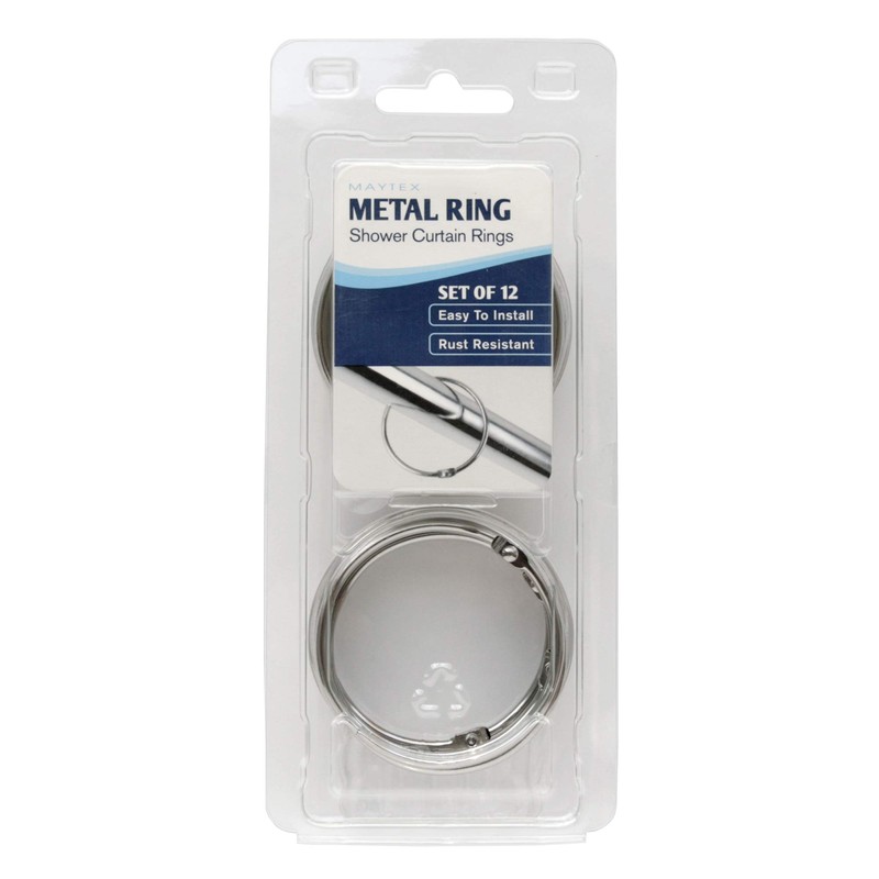Maytex Rust-Resistant Metal Circular Shower Rings, Set of 12, Chrome