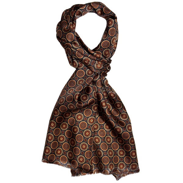 Lorenzo Cana - Men's Scarf 100% Silk in Harmonious Brown