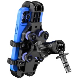 VAZESWIN Motorcycle Fork Stem Phone Mount [Vibration Dampener] Anti-Shake Motorcycle Cell Phone Holder with Aluminum Alloy Short Arm, Fit 12mm to 25.4mm Diameter Fork Stem Tube, for 5.4"-7.2" Phones