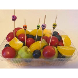 MeikouJJ 200 PCS Cocktail Picks Disposable Bamboo Fancy Cocktail Skewers for Appetizers Charcuterie Toothpicks Food, Drinks, Fruits Sticks for Party Supplies-4.7 Inch (200 PCS- Skull Head)