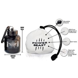 POWER BEAST Funnel and Portable Canister for Magnesium Chalk + Chalk Balls 60 g, Chalk Ball, Climbing Chalk, Bouldering, Climbing, Fitness, Cross-fit, Gymnastics, Pole Dance, Weightlifting.