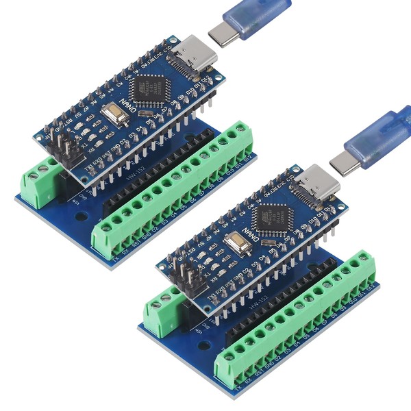 DWEII 2Sets Pre-soldered Nano V3.0 Board with Nano Terminal Adapter