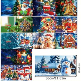 Syntego 12pcs 5D DIY Diamond Art Christmas Card Kits for Adults - Diamond Painting Christmas Greetings Card Kit Decoration