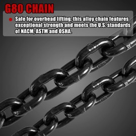 FITHOIST Chain Sling 5/16'' x 5 Ft Double Leg with Grab Hooks | Chain Slings for Lifting 3 Ton Capacity | G80 Mn-Steel Chain Sling with Standard Marking | for Cargo Security Towing and handling