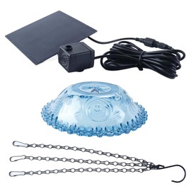Ausi Solar Bird Bath with Fountain, Hanging Garden Decoration, for Outdoor Birds(Blue)