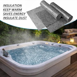 Hot Tub Bubble Blanket - 8 x 8 FT 16-Mil Square Pool Spa Solar Cover | Heavy Duty Floating Heat Retaining Thermal Blanket for Insulating Solar Heating （Gray）