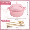 Romooa Large 45oz Cute Ramen Bowl Set Microwavable Pig Ramen