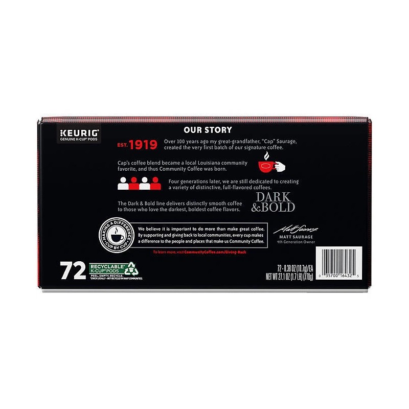 Community Coffee Dark and Bold Espresso Roast Single Serve (72