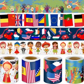 Yexiya 4 Rolls 131 ft Diversity Bulletin Board Borders All are Welcome Classroom Border Trim for Around The World Party Multi-Cultural Decor for International Olympics Party