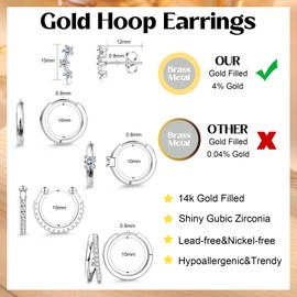 Sanfenly Gold Earrings Gold Hoop Earrings for Women Trendy Dainty Stud Earrings 14K Gold Plated Earrings Small Double Gold Silver Hoop Earrings for Women Lightweight Huggie Cartilage Earrings Set Gold Jewelry for Women Gifts
