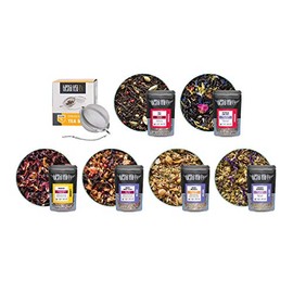 Tiesta Tea Box for Bae Tea Sampler Set - Loose Leaf Tea Gift Set including 6 Sampler Pouches & 1 Tea Ball, Tea gift for tea lovers, Perfect as Valentines Day Gift for Him or Her