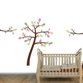 Reusable Tree Wall Decal for Girls Room D?cor, Pink and Green