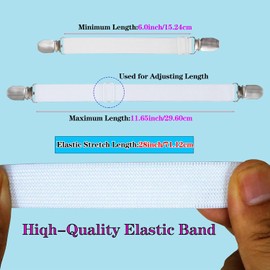Sofa Cover Holder Straps with Suspenders & Fasteners - Magic Sofa Couch Covers Clip Fasteners, Adjustable Elastic Straps (6-30in/15-75cm) for Sofa Slipcover, Cushion Holders (4, White)
