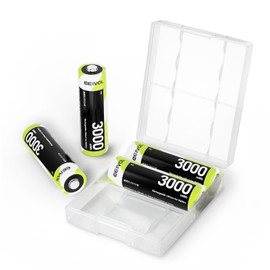 GrnOas.E Green AA Rechargeable Batteries, 4-Pack, 3000mWh, High-Performance, Long-Life, Eco-Friendly, Suitable for Various Devices