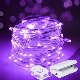 Aogist - Guirnalda de luces de hadas de 16 pies con carrete, 50 luces LED ultrabrillantes que funcionan con pilas, para recámara, Navidad, boda, centro de mesa, decoración de fiestas (paquete de 2,