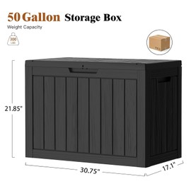 Outdoor Deck Storage Box, 50 Gallon Deck Box,Lockable Patio Storage Bench