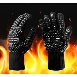 PRECORN BBQ Grill Gloves Universal Size Heat Resistant up to 800°C Oven Glove Cooking Gloves
