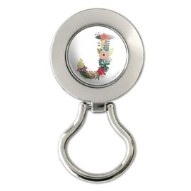 Letter J Floral Monogram Initial Magnetic Metal Eyeglass ID Badge Holder