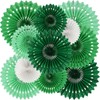 Green White Party Decoration Hanging Honeycomb Round Paper Fans Kit