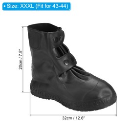 PATIKIL XXXL Waterproof Shoe Cover, 1 Pair Reusable Non-Slip TPE Rain Shoe Cover Snow Boot Protector Overshoes Galoshes for Men and Women Rainy Outdoor, Black