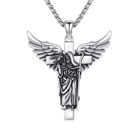 MEDWISE Saint Benedict Crucifix Necklace 925 Sterling Silver St Benedict Cross Pendant Necklaces Jewelry for Men with 22+2 in Chain