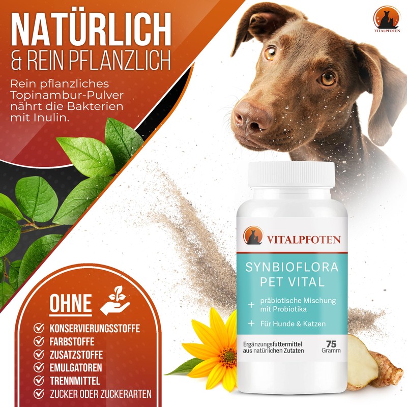 Vitalpfoten Synbioflora Pet Vital Probiotic for Dogs and Cats 75
