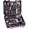 PULITUO Drill Set, 149-Piece Home Tool Set with 12V Pink