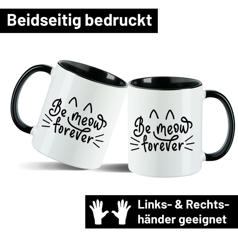 huuraa Coffee Cup Be Meow Forever Katze Gift Cup Black
