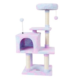 Cat Tree 18RB Cat Tower Condo with Sisal Scratching Post for Indoor Cats Cat Tree Cat Furniture with Hammock Perch and Kitten Ball Toys, Multi-Level Pet Activity Center Rainbow