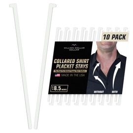 Million Dollar Collar Placket Stays - Slick Collar for Men & Women Dress Shirts with Universal Compatibility, Keeps Firm & Crisp, Made from Proprietary Material 10-Pack White