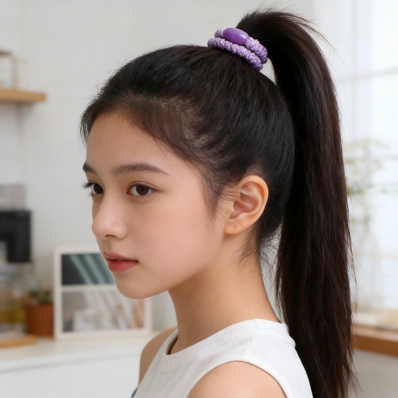 ヘアゴム 4個セット、編み込みデザイン、ビーズ付き、キッズ 、女の子 、ヘアゴム高弾力、レディース ガールズ ヘアアクセサリー (ピンク)pk