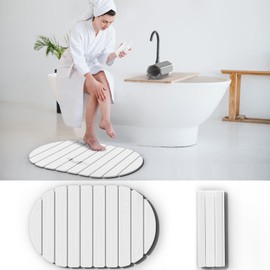 Foldable Stone Bath Mat - Super Absorbent Diatomaceous Earth Mat, Non-Slip Quick-Drying Stone Bath Mats for Bathroom Floor/Kitchen Counter, Easy to Clean, 24" x 16"